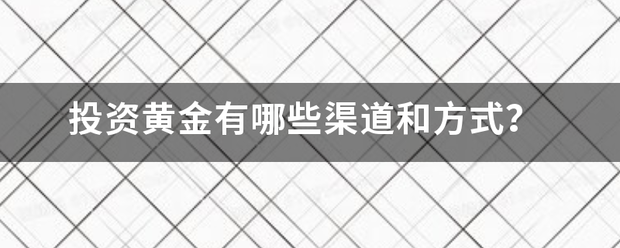 投资黄金有哪些渠道和方式<strong></p>
<p>外投资渠道</strong>？