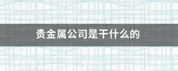 贵金属公司是干什么的
