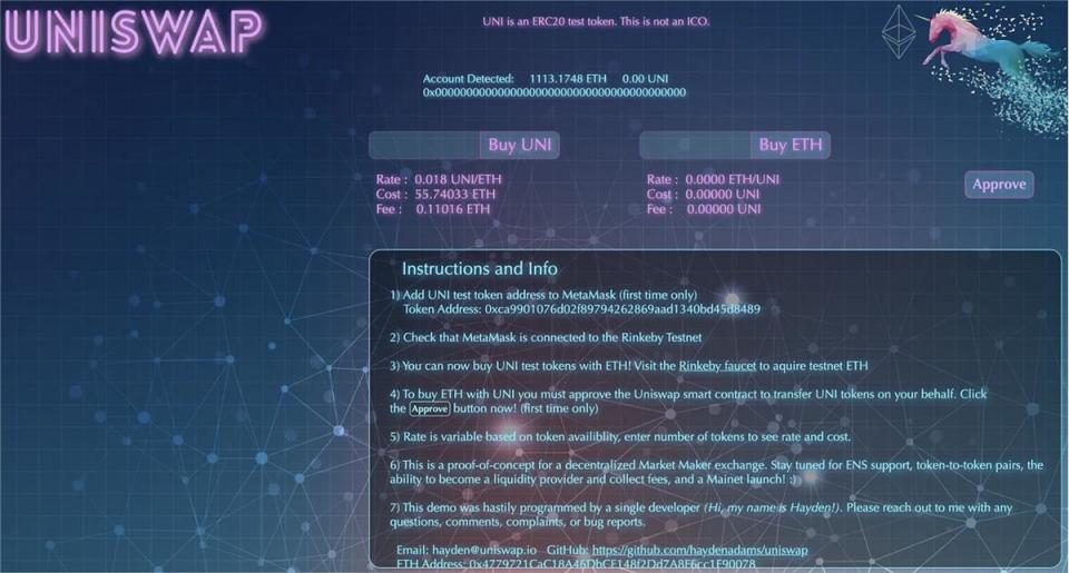 UniswapV1(uniswap交易所官网链接)